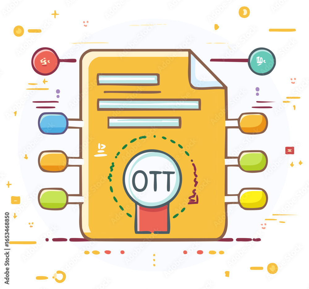 Poster document with ott over the top service and connectivity icons