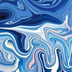 Dynamic fluid abstract painting in blue tones with soft swirls and artistic marble effects, great for wall art, design, and digital prints.