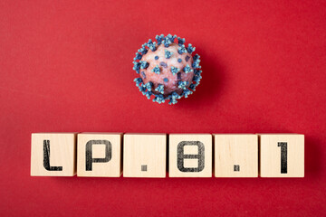 coronavirus and LP.8.1 variant on a red background