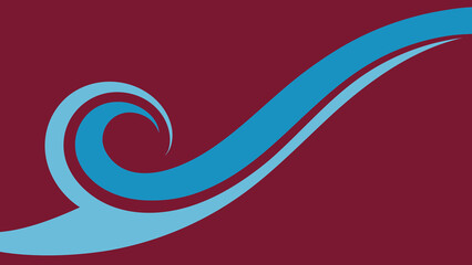 Stylized Blue Wave Swirl Against Burgundy transparency background abstract