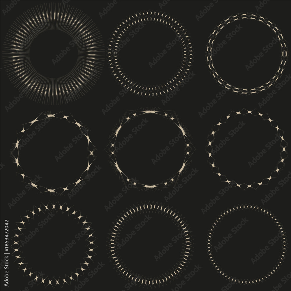 Poster circular line patterns. abstract dotted circles. decorative vector elements. modern round illustrati