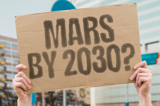 Mars by 2030? &ndash; Space race hype. Debate over timelines and feasibility for human settlement. INNOVATION. PIONEERS. ROCKETRY. EXPLORATION. AMBITION. TECHNOLOGY. DEBATE.