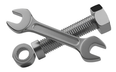 Professional metallic wrench and bolt symbolize industry, repair, and mechanical solutions for your projects.