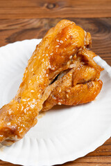 angle view chicken drumstick at vertical composition