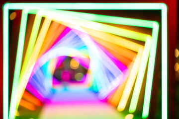 out of focus lights shaped like tunnels at horizontal composition