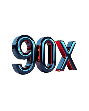  90x with Black Color Isolated on Transparent Background, 3D Render of Number and Letter Icon for Double and Bonus Concept