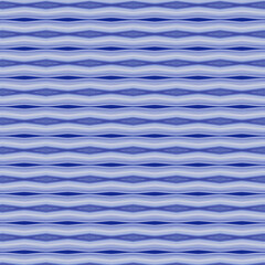 Abstract seamless striped pattern in blue and lavender hues with diamond wave details, ideal for wallpapers, fabrics, and modern decor.