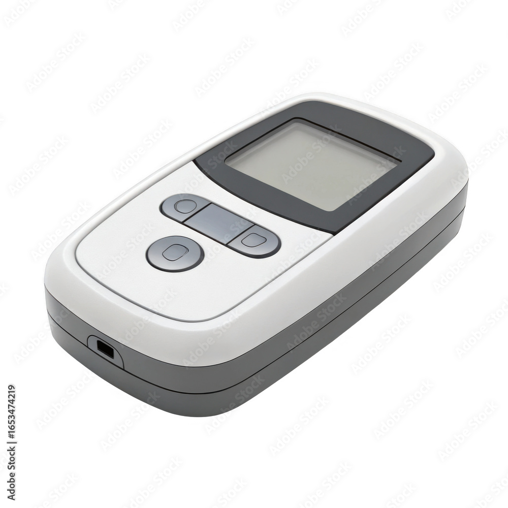 Poster compact digital breathalyzer device with lcd screen and control buttons isolated on transparent back