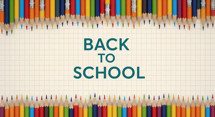 Back to School Written on Textured Paper with Pencils Border