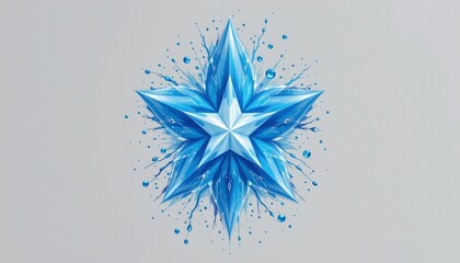 a ice queen painting a star painted as a cute digital painting using cool blues and whites, centered on a white background leaving ample space around.