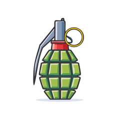 Fototapeta premium Stylized green military hand grenade weapon vector illustration