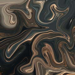 Dark marbled abstract background with bronze, beige, and black swirling textures. Elegant fluid art design with metallic highlights. Marble, Abstract, Bronze, Swirl, Elegant