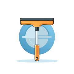 Obraz premium Cartoon squeegee for window washing and glass cleaning vector icon illustration