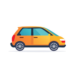 Fototapeta premium Stylized yellow and orange car illustration graphic design, side view.
