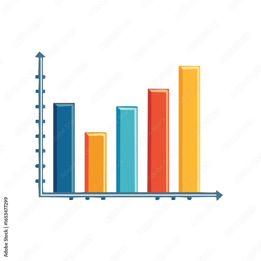 Poster colorful bar graph showing business data progress and financial statistics