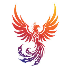 Fototapeta premium Dynamic Tribal Phoenix Illustration, Stunning Colorful Design, Graphic Art, Modern Aesthetic, Vivid Environment, Artistic Viewpoint, Symbol of Rebirth