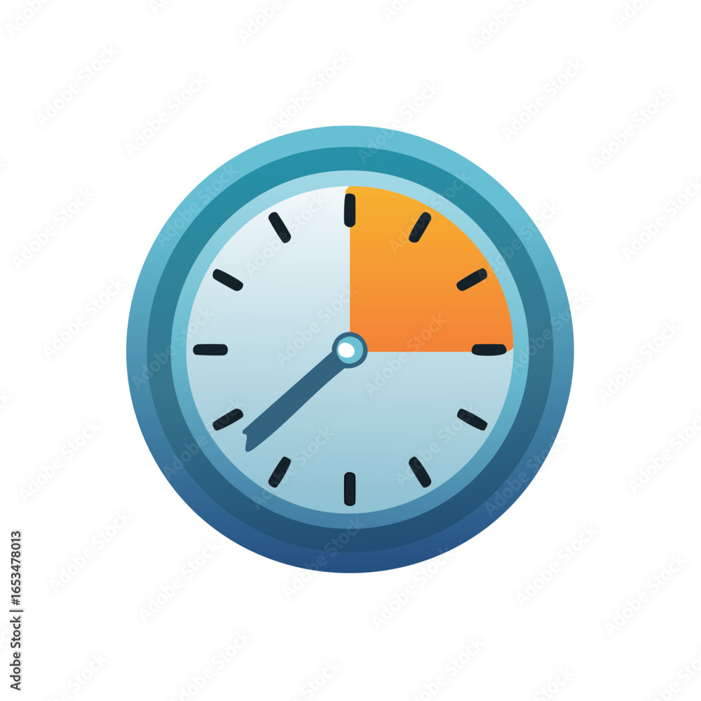 Poster Clock timer with orange highlighted segment indicating time duration or countdown deadline