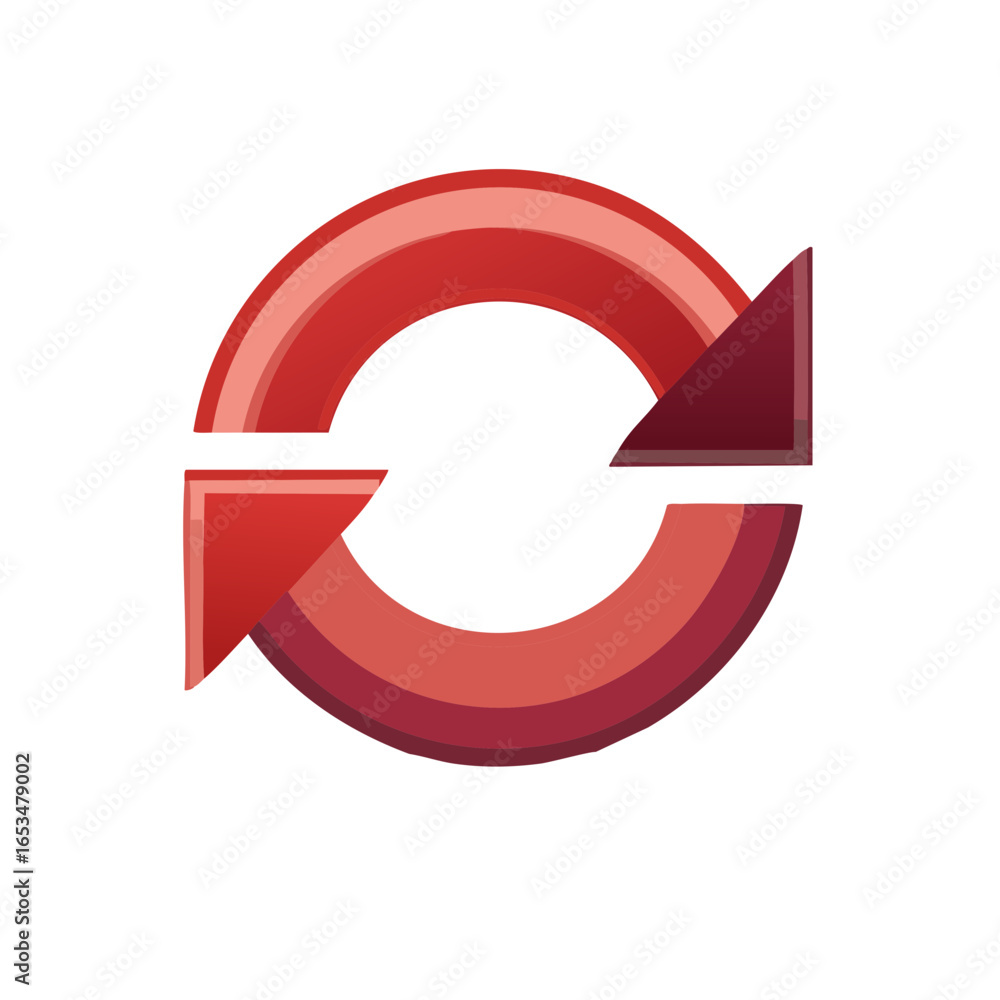 Aufkleber red arrows circular refresh reload rotate loop cycle symbol