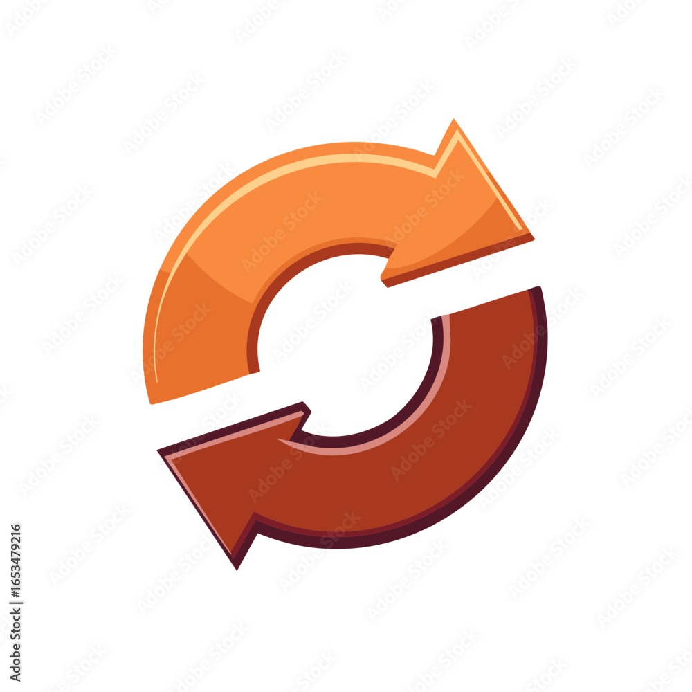 Poster glossy circular arrows icon for refresh update or synchronization