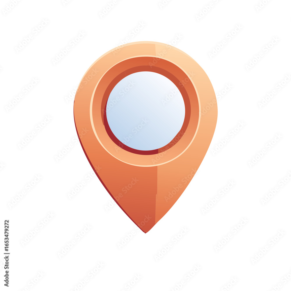 Poster bright orange map pointer pin icon for navigation gps and location finding