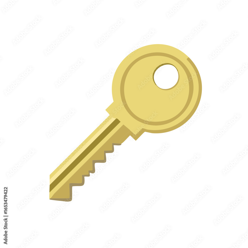 Poster single shiny golden key icon graphic representation of security access and unlocking