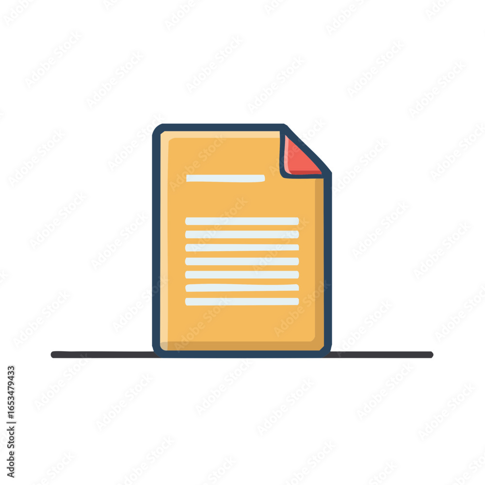 Poster stylized document icon with folded corner and text lines for information concepts