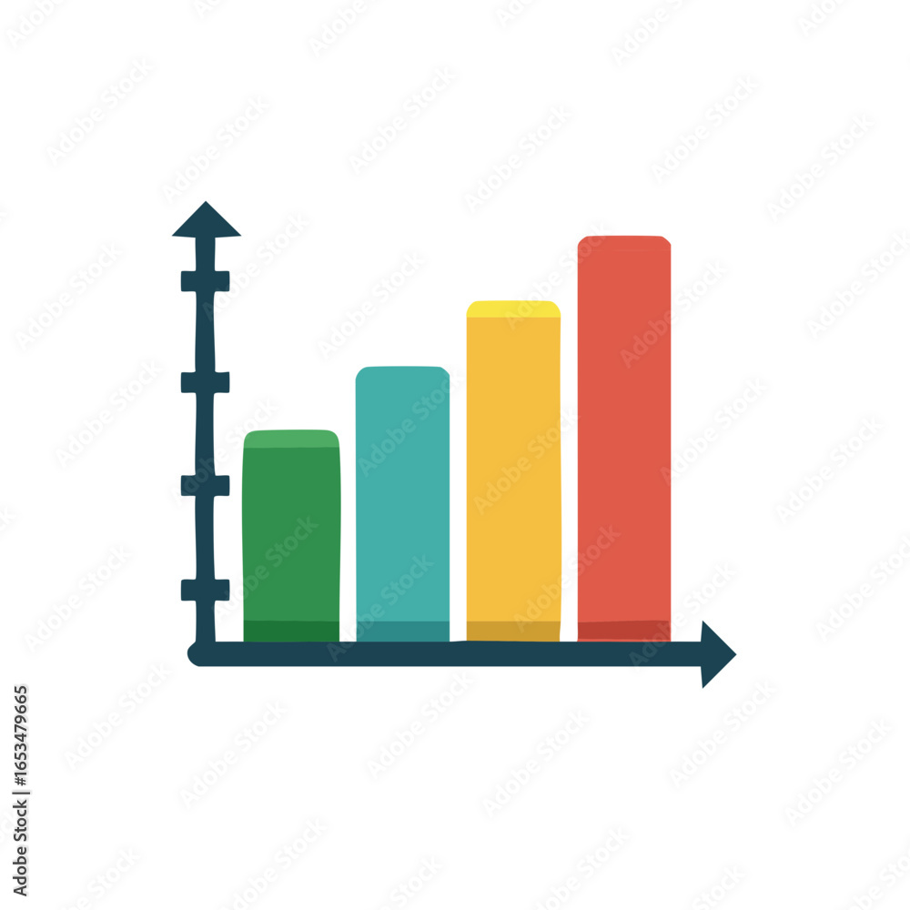 Poster colorful business bar graph showing data growth and statistical analysis presentation icon
