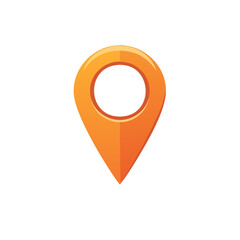 Bright Orange Location Pointer Icon with Circular Inner Detail for Navigation and Search