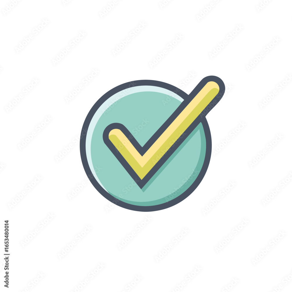 Poster approved check mark icon in a circle simple vector graphic for success