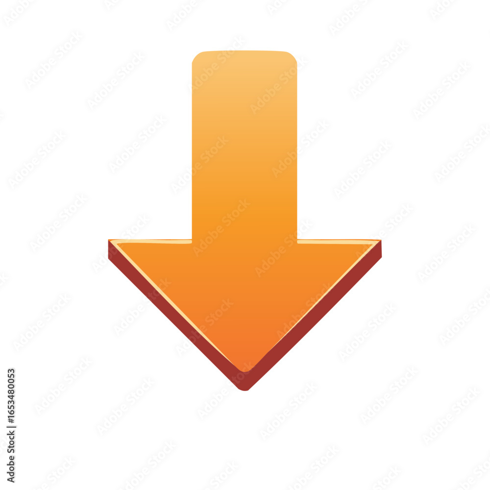 Poster vibrant orange gradient down arrow icon symbol for web user interface and download indicator