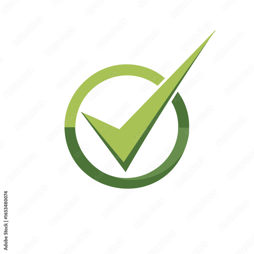 Poster green check mark in circle symbolizes approval acceptance verification validation choice tick sign i