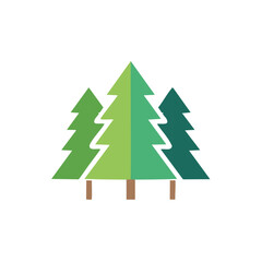 Fototapeta premium Stylized Forest Illustration Featuring Three Evergreen Trees with Different Shades of Green