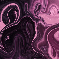 Abstract fluid flow design in pink and dark violet shades, elegant marble texture for fashion prints, digital art, and creative backgrounds.