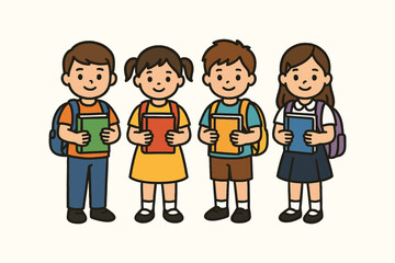 Happy friendship between diverse kids isolated on white background isolated on transparent background