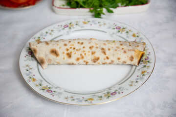 Traditional turkish lahmacun pita with ground beef