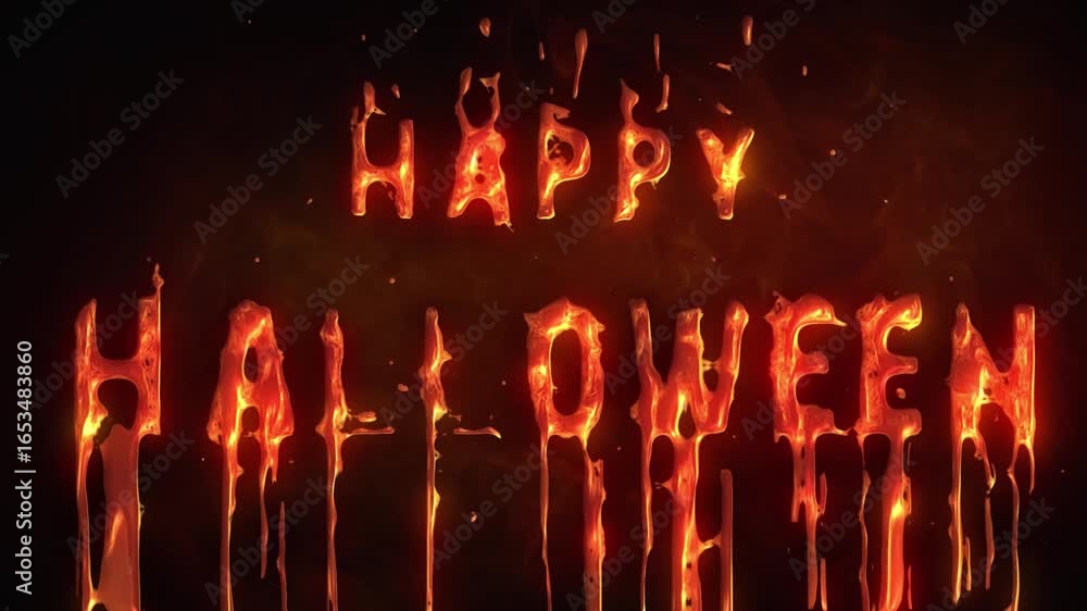 Wall mural happy halloween fiery liquid 4k loop features the words happy halloween with jittery dripping goo fl