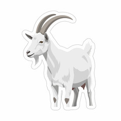 White goat isolated on white background, a charming depiction of a domestic farm animal, symbolizing resilience, independence, and the beauty of rural life and natural environments
