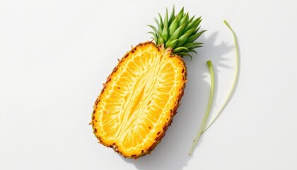 Fototapeta premium vibrant food illustration illustrating pineapple and celery stalk on white with delicate shadows, crisp and airy.