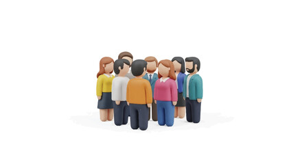 Group of Clay Figures Representing Diverse People in a Circle.