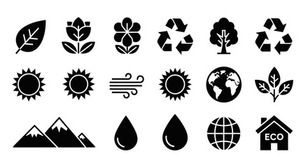 Collection of Eco-Friendly Symbols and Icons