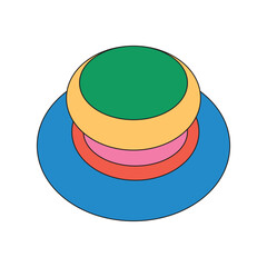 Illustration button start retro outline colorful