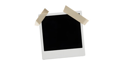 Vintage instant photo frame taped for a nostalgic display or creative project
