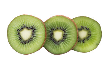 slice of kiwi fruit isolated on white background for smoothie topping and salad