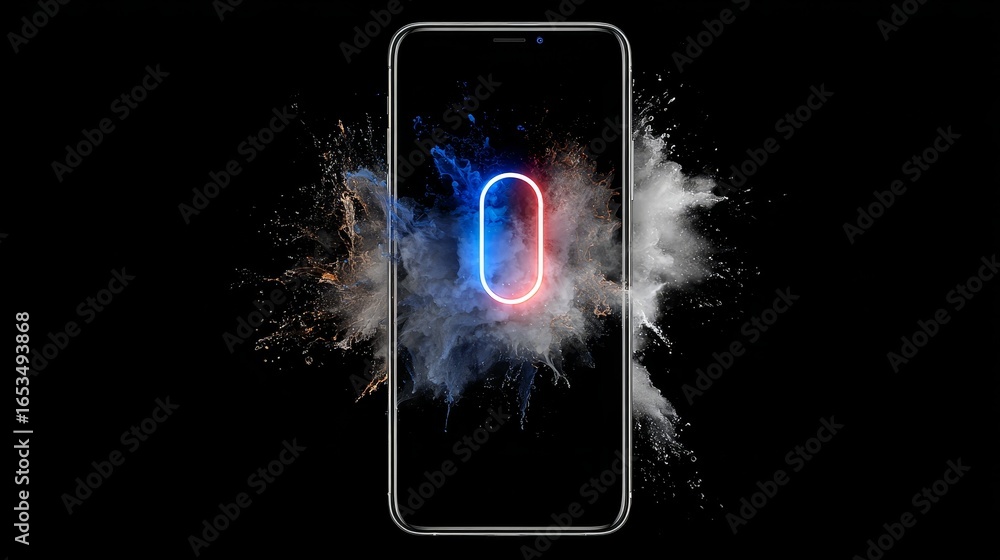 Poster a sleek modern handheld communication device with a glossy screen is elegantly displayed against a s