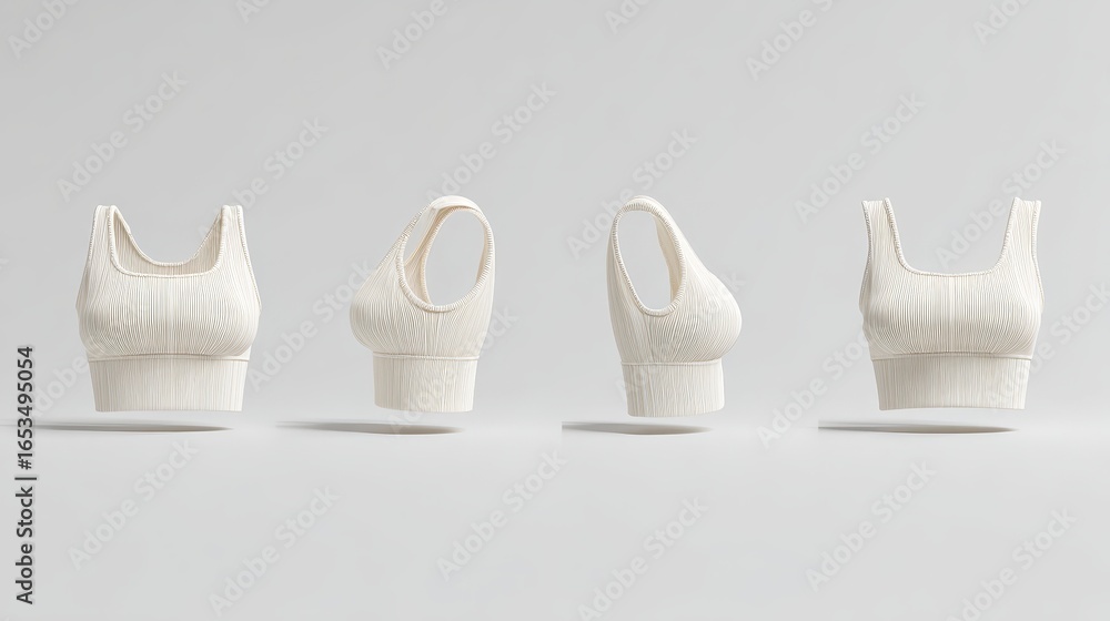 Poster a minimalist and modern still life composition featuring three unique white plastic sculptures each 