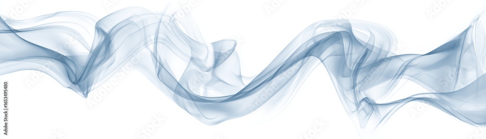 Poster a mesmerizing and ethereal blue smoke wave gracefully flowing across a pristine white background cre