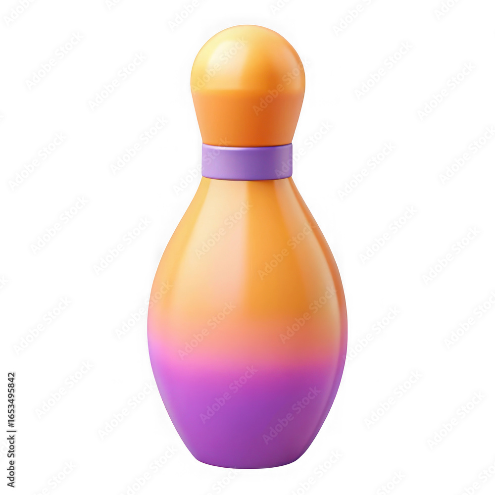Poster 3d bowling pin with gradient colors isolated on transparent background