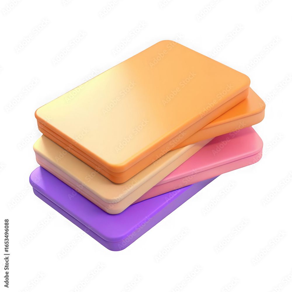 Poster 3d stack of colorful rectangular blocks isolated on transparent background