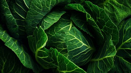 Fototapeta premium Collard greens with deep green texture