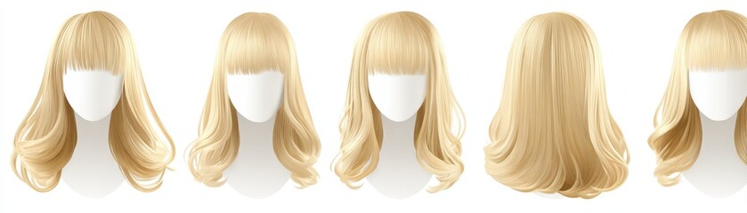 Fototapeta premium A beautiful collection of long flowing blonde hair strands showcasing a smooth silky texture and a natural sun kissed golden hue isolated for detailed examination